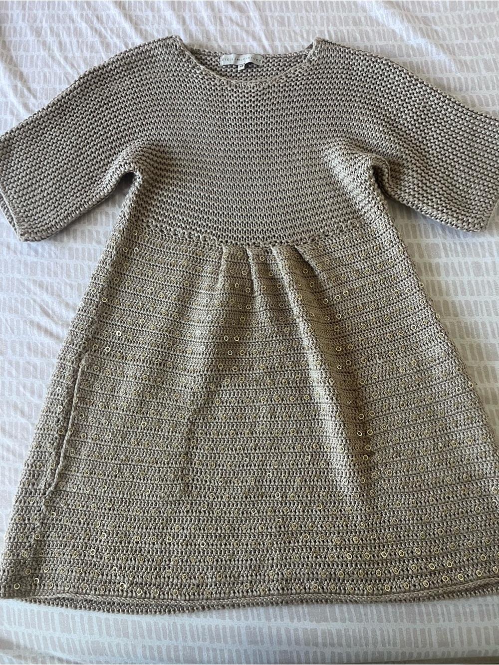 Stella McCartney Beige Crochet Knit Top with embellishment Size XS/38